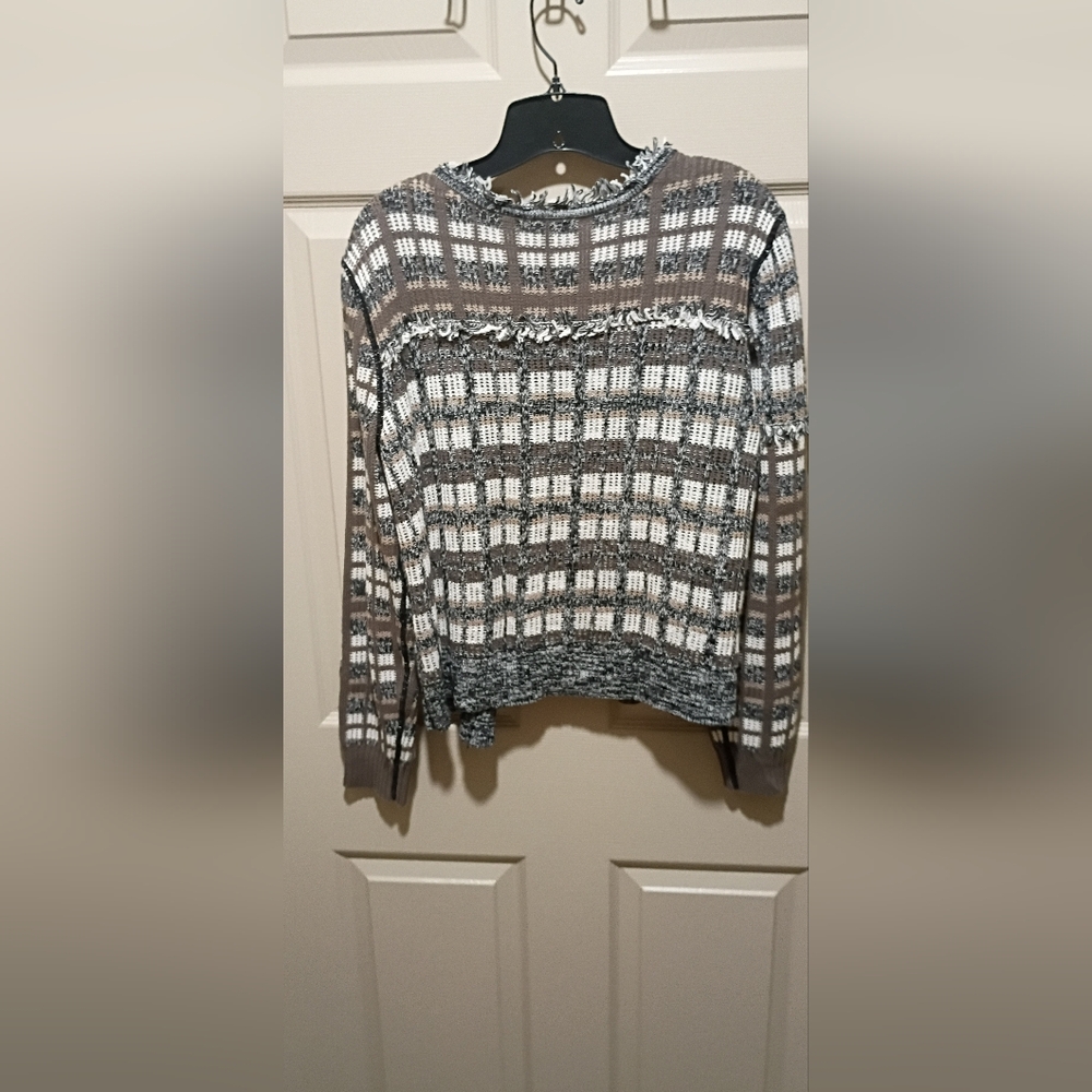 CAbi Classic Fringe Cardigan Open Sweater Brown Womens Large - Picture 5 of 7